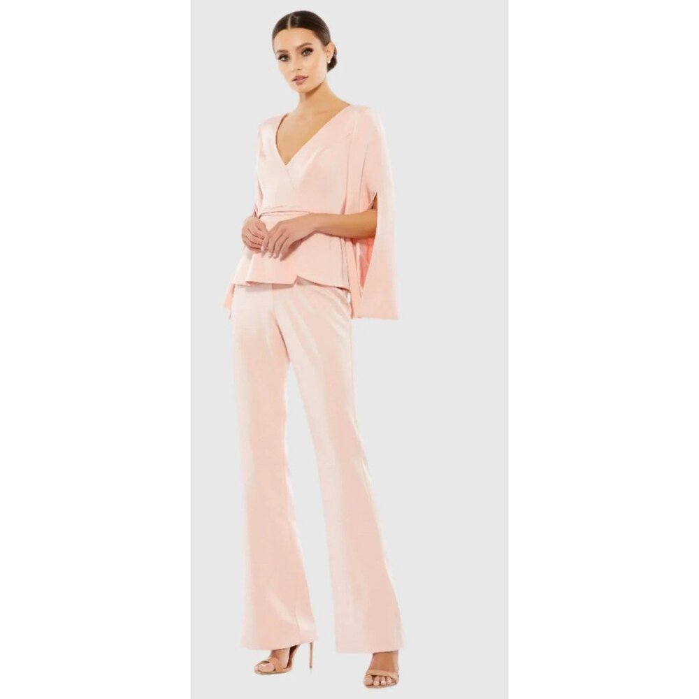 IEENA Mac Duggal Pant Suit Womens Size 6 Pink Split Bell Sleeves 20271